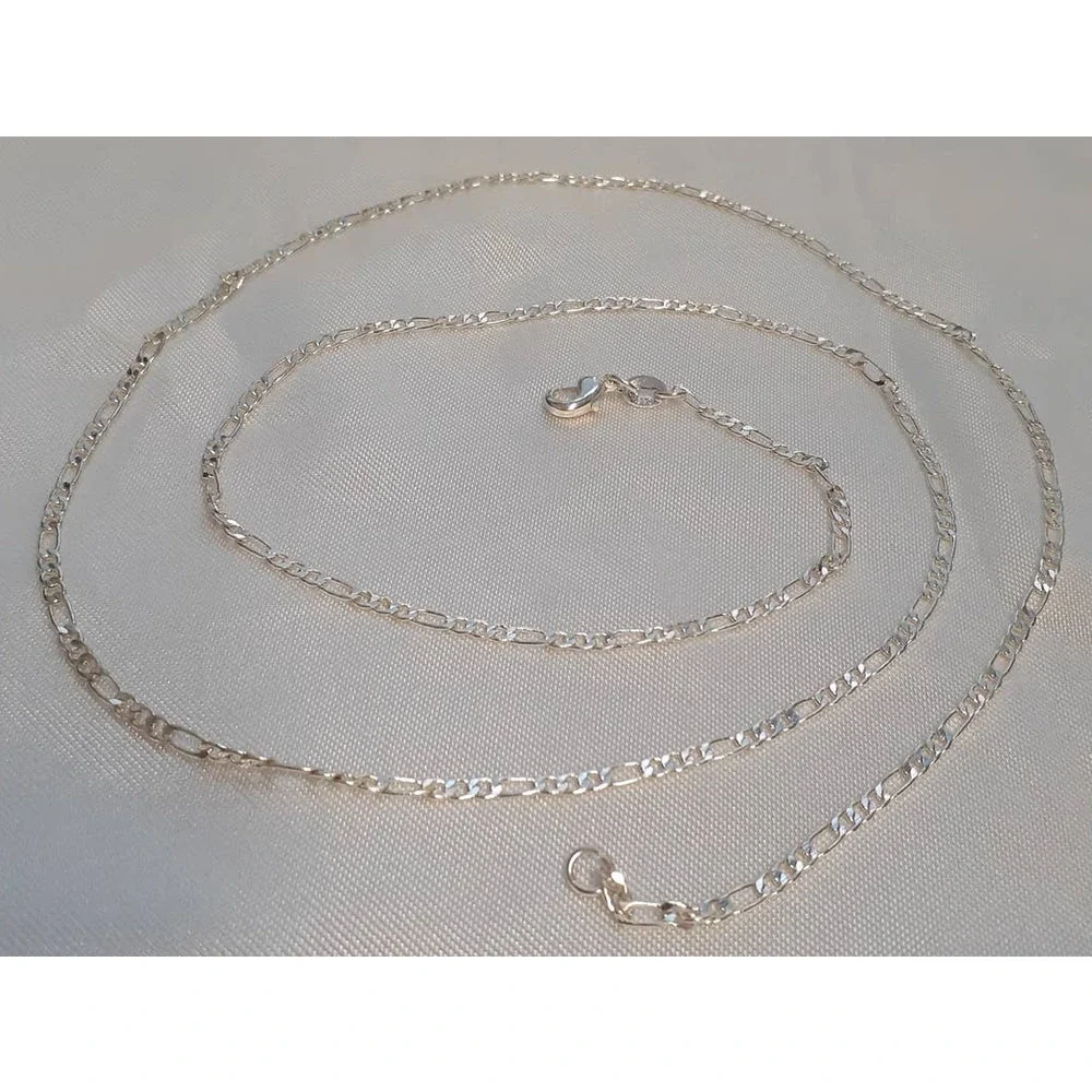 Sterling Silver 925 Plated 26 Inch Figaro Chain Necklace New 1/16th+
